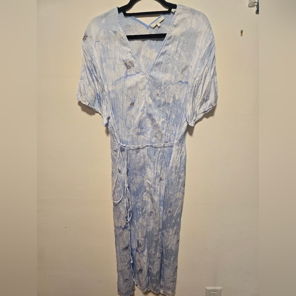 Vince Painted Magnolia V-Neck Midi Dress - Picture 9 of 12
